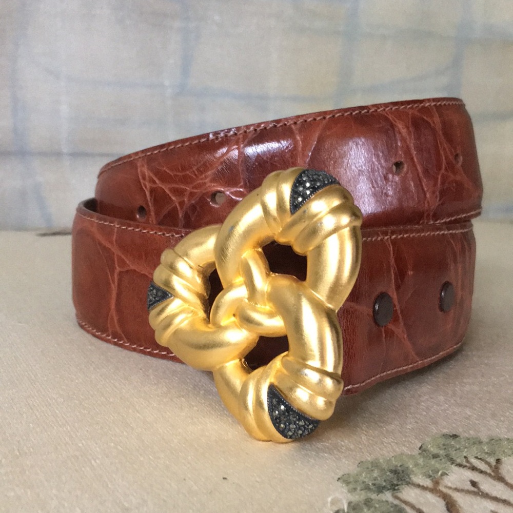 Judith Jack Marcasite and crocodile leather belt